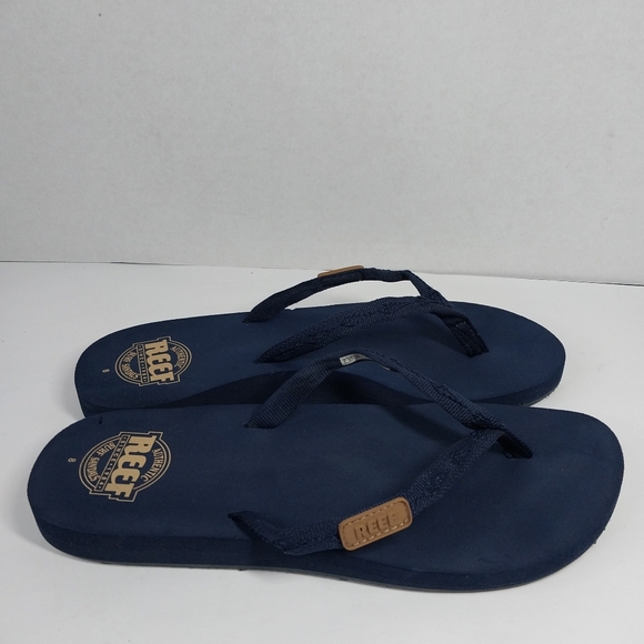 Reef Ginger Sandals Size 8 Navy Blue Thong Flip Flops Causal Comfort Shoes - Picture 6 of 12